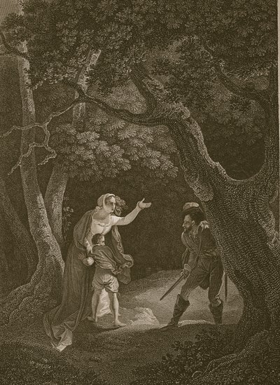 Queen Margaret attacked by the Robber, engraved by J. Landseer, illustration from David Hume